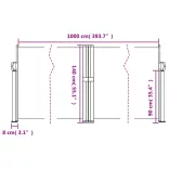 antracitszürke behúzható oldalsó napellenző 140 x 1000 cm