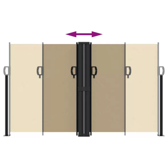 bézs behúzható oldalsó napellenző 140 x 1000 cm