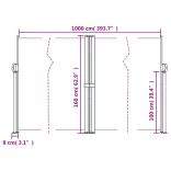 antracitszürke behúzható oldalsó napellenző 160 x 1000 cm
