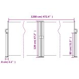 antracitszürke behúzható oldalsó napellenző 120 x 1000 cm