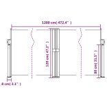 barna behúzható oldalsó napellenző 120 x 1000 cm