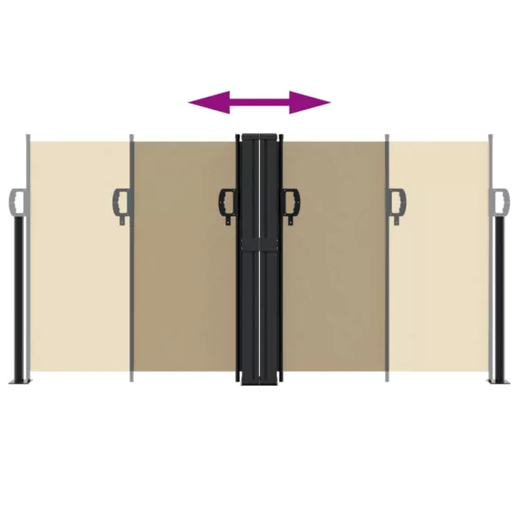 bézs behúzható oldalsó napellenző 120 x 1200 cm
