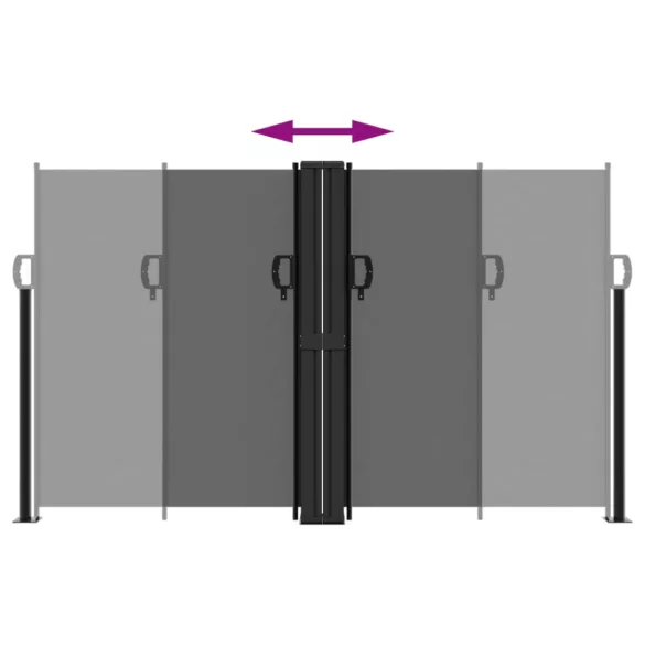 fekete behúzható oldalsó napellenző 140 x 1200 cm