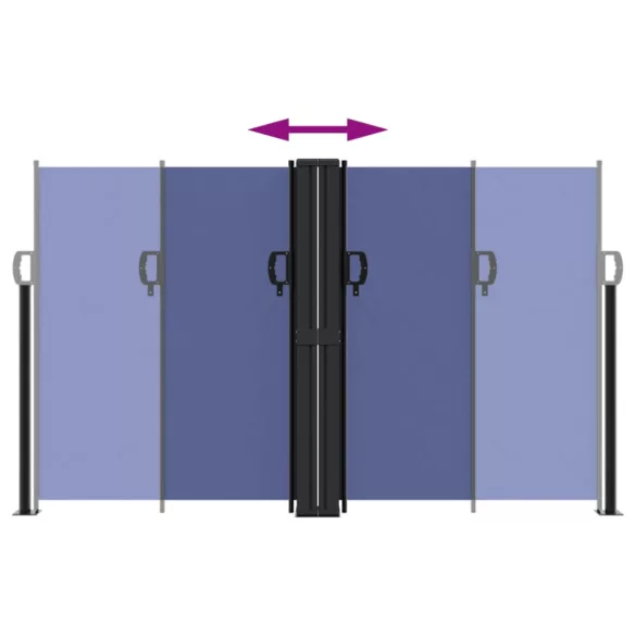 kék behúzható oldalsó napellenző 140x1200 cm