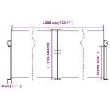 sötétzöld behúzható oldalsó napellenző 140x1200 cm