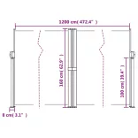 antracitszürke behúzható oldalsó napellenző 160 x 1200 cm