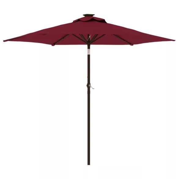 bordóvörös kerti napernyő LED-del és acél rúddal 225x225x212 cm
