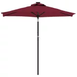 bordóvörös kerti napernyő LED-del és acél rúddal 225x225x212 cm