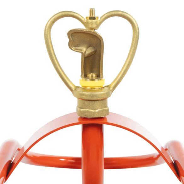 piros acél kerekes öntözőkocsi forgatható fejjel