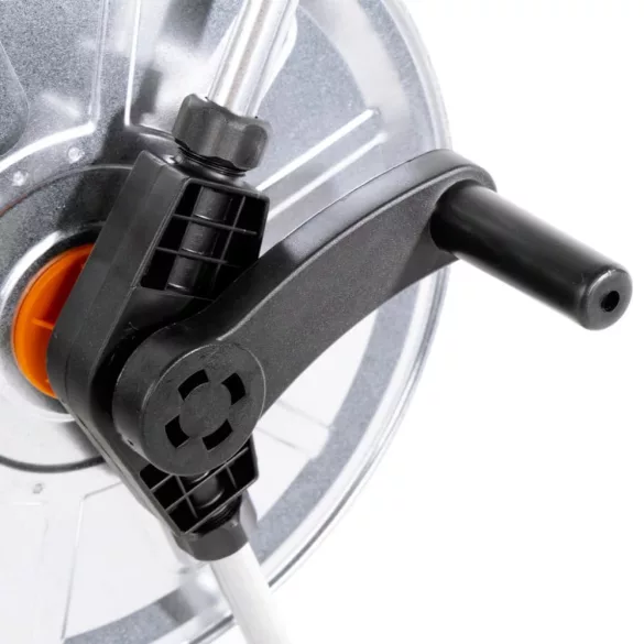 acél kerekes tömlődob 50 m 1/2-es vagy 35 m 3/4"-es tömlőhöz"