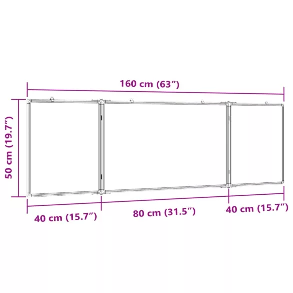 összecsukható alumínium mágnestábla 160x50x1,7 cm