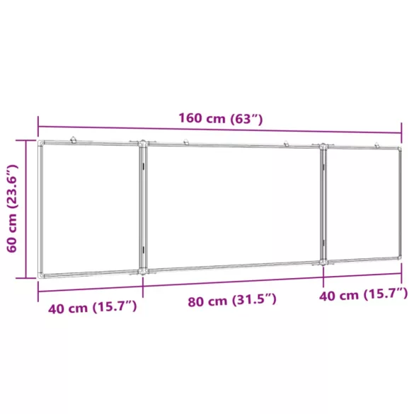 összecsukható alumínium mágnestábla 160x60x1,7 cm