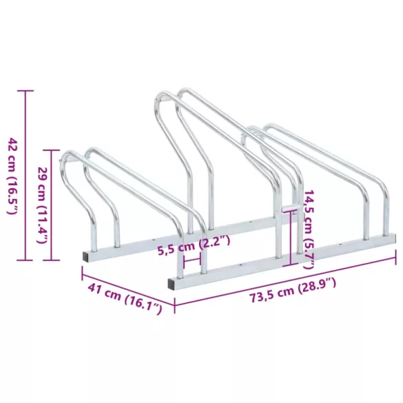 padlón álló horganyzott acél kerékpártartó 3 kerékpárhoz