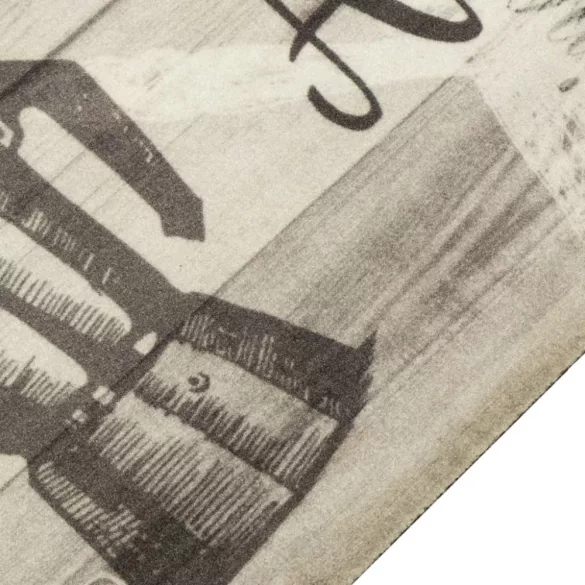 szürke feliratos mosható bársony konyhaszőnyeg 60 x 180 cm