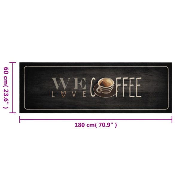 kávé feliratos mosható bársony konyhaszőnyeg 60 x 180 cm