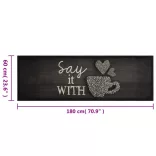 fekete mosható csészemintás bársony konyhaszőnyeg 60x180 cm