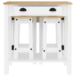 3 részes fehér tömör fenyőfa bárszett