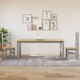 Corona szürke tömör fenyőfa ebédlőasztal 180 x 90 x 75 cm