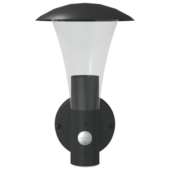 2 db fekete rozsdamentes acél kültéri érzékelős falilámpa