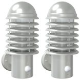 2 db ezüstszínű rozsdamentes acél kültéri érzékelős falilámpa