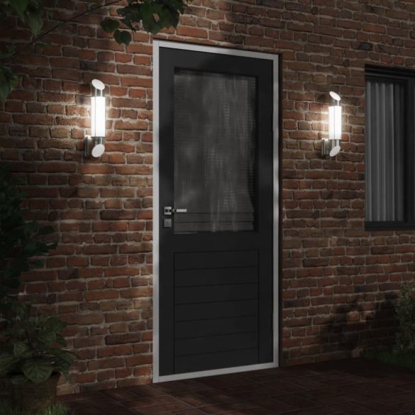 2 db ezüstszínű rozsdamentes acél kültéri falilámpa