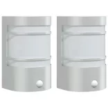 2 db ezüstszínű rozsdamentes acél kültéri érzékelős falilámpa