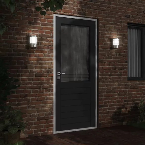 2 db ezüstszínű rozsdamentes acél kültéri érzékelős falilámpa