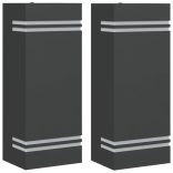 2 db fekete rozsdamentes acél kültéri falilámpa