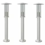 3 db ezüstszínű rozsdamentes acél kültéri állólámpa 60 cm