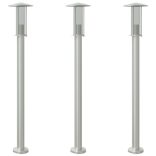 3 db ezüstszínű rozsdamentes acél kültéri állólámpa 100 cm