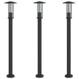 3 db fekete rozsdamentes acél kültéri állólámpa 100 cm