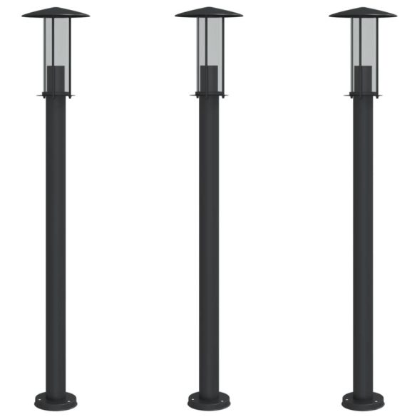 3 db fekete rozsdamentes acél kültéri állólámpa 100 cm