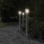 3 db ezüstszínű rozsdamentes acél kültéri állólámpa 110 cm