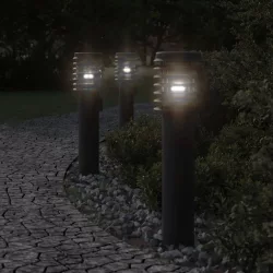 3 db fekete rozsdamentes acél kültéri állólámpa 60 cm