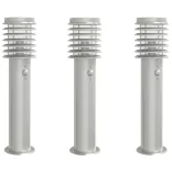 3 db ezüst rozsdamentes acél kültéri állólámpa érzékelővel 60cm