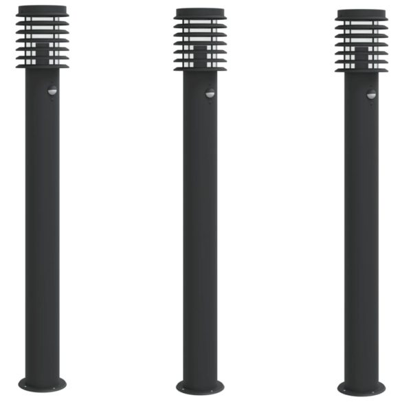 3 db rozsdamentes acél kültéri állólámpa érzékelővel 110 cm