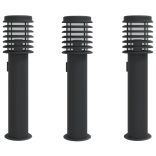 3 db fekete rozsdamentes acél kültéri állólámpa aljzattal 60 cm
