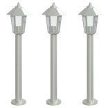 3 db ezüstszínű rozsdamentes acél kültéri állólámpa 80 cm