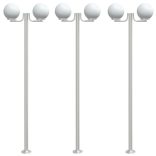3 db ezüstszínű rozsdamentes acél kültéri állólámpa 215 cm