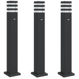 3 db fekete alumínium kültéri állólámpa érzékelővel 80 cm
