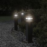 3 db fekete alumínium kültéri állólámpa aljzattal 50 cm