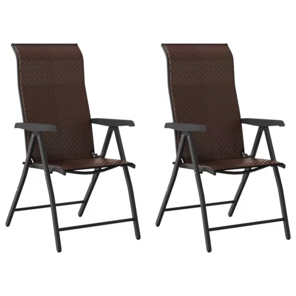2 db barna polyrattan összecsukható kerti szék
