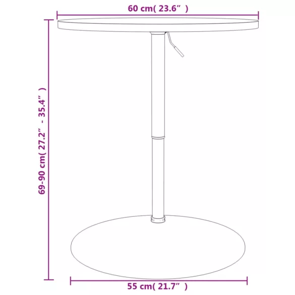 fekete szerelt fa és krómozott acél bárasztal 60 x 60 x 90 cm