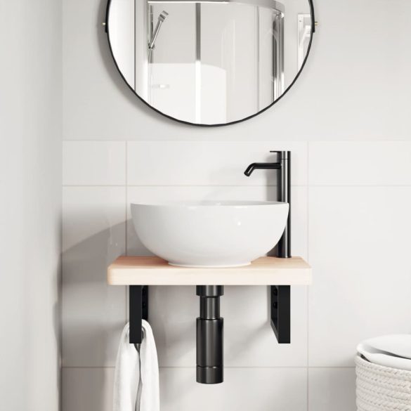 2 db fekete négyszögletes acél polctartó mosdóhoz