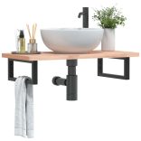 2 db fekete négyszögletes acél polctartó mosdóhoz