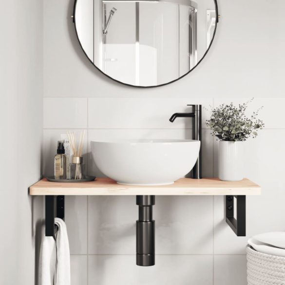 2 db fekete négyszögletes acél polctartó mosdóhoz