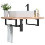 2 db fekete négyszögletes acél polctartó mosdóhoz