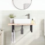 2 db fekete négyszögletes acél polctartó mosdóhoz