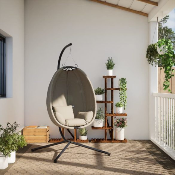 bézs szövet és acél függő kagylószék állvánnyal