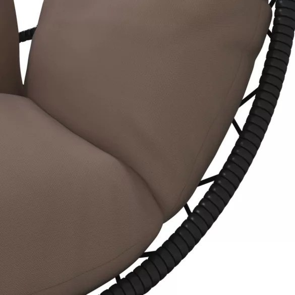 tópszínű rattan és acél függő kagylószék állvánnyal